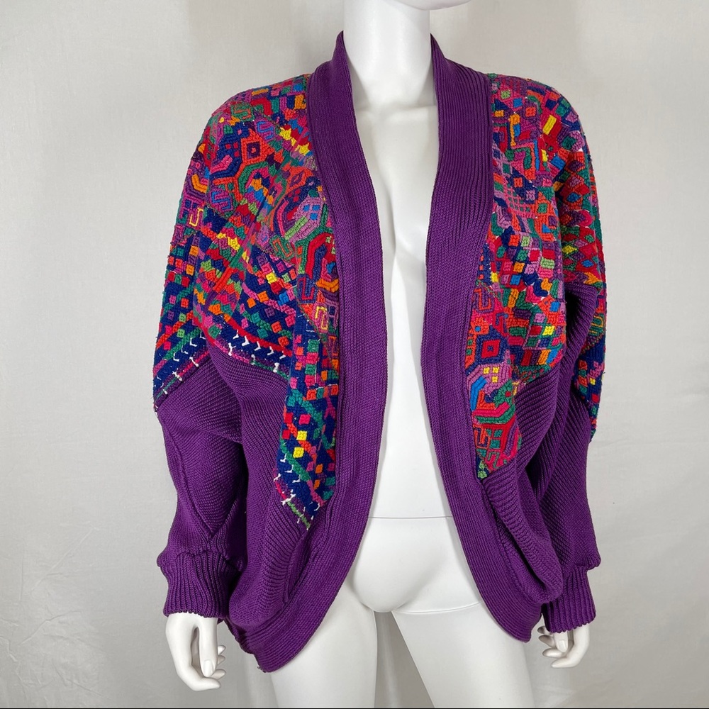 Guatemalan Cardigan Jacket Embroidered Huipil Boho